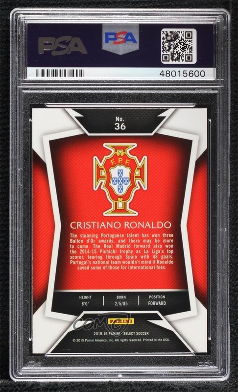 2015-16 Panini Select Cristiano Ronaldo #36 PSA 10 GEM MT view 2
