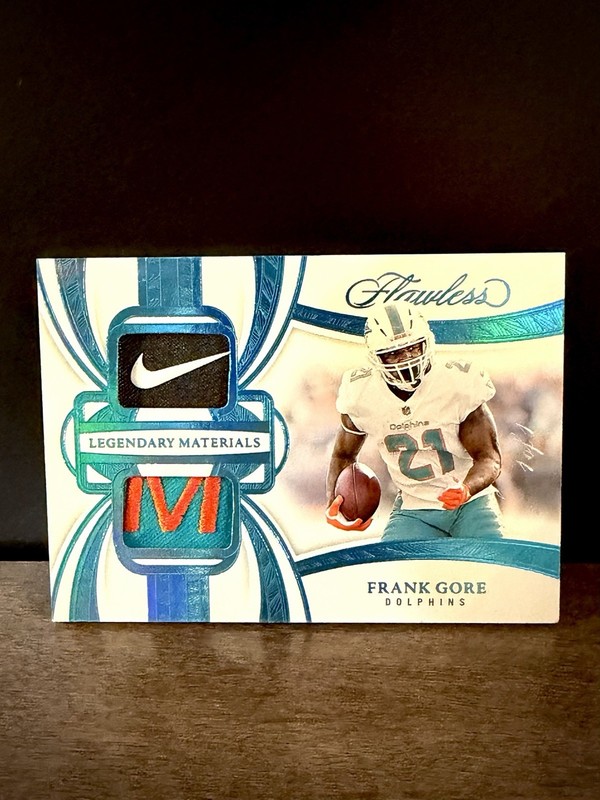 2025 Panini Flawless FRANK GORE 🔥 1/1 Nike SWOOSH MIAMI DUAL PATCH 🔥 Dolphins