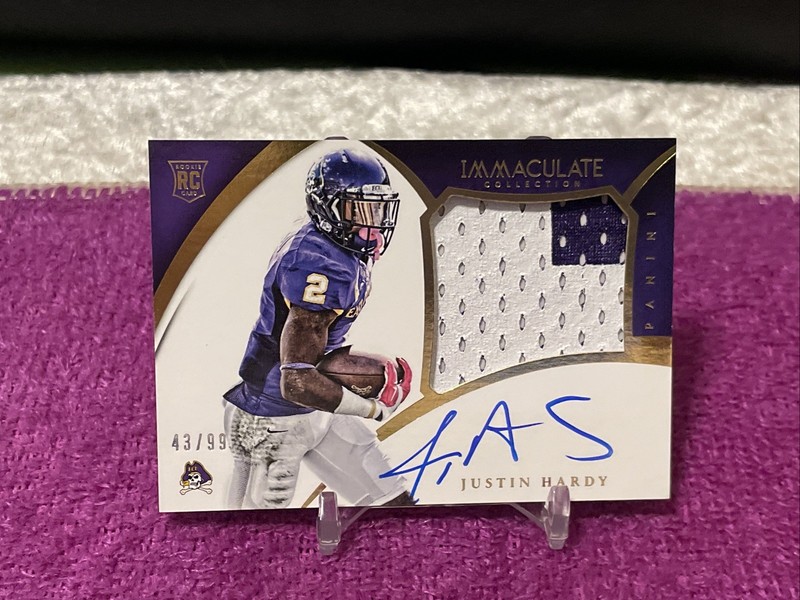 2015 PANINI IMMACULATE MULTI-SPORT JUSTIN HARDY RPA ROOKIE JUMBO PATCH AUTO /99