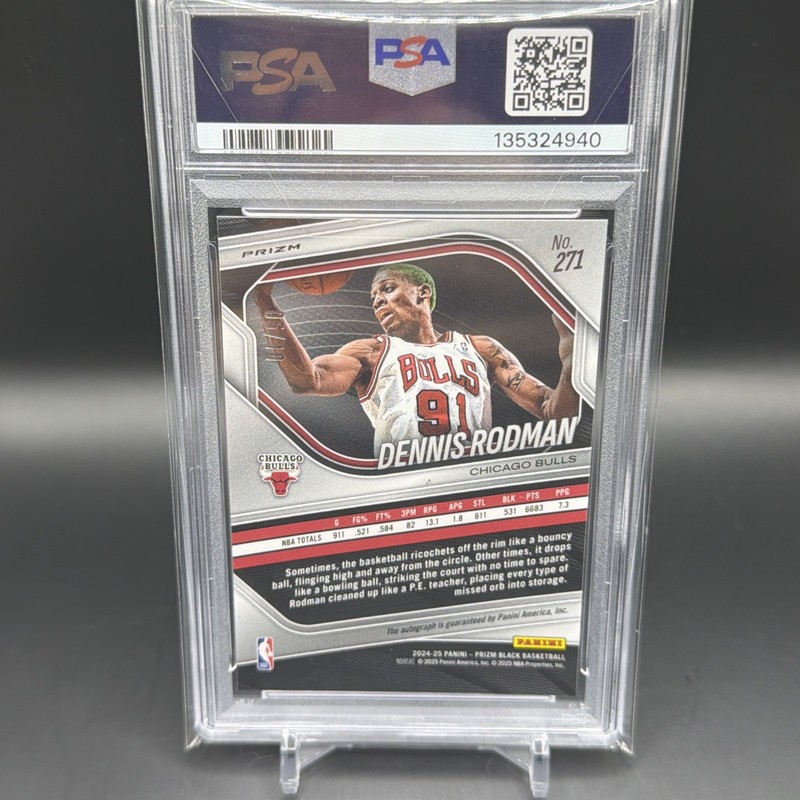 2024 Prizm Black - Dennis Rodman Gold Shimmer Auto FOTL /10 - PSA 10 view 2