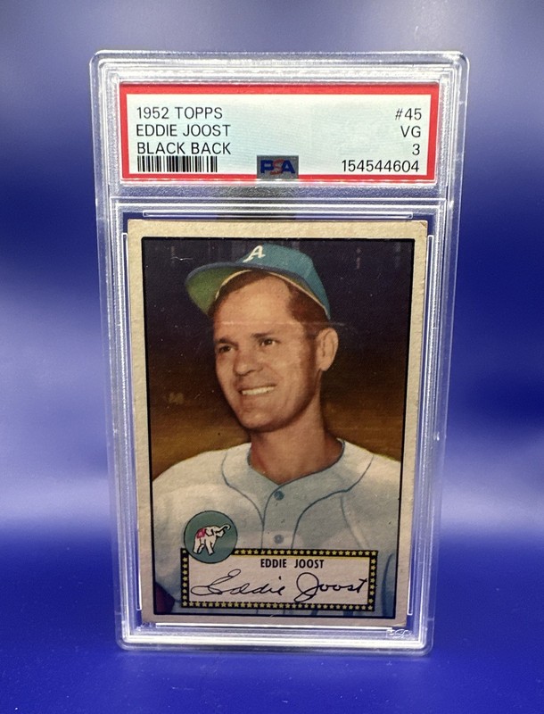 Eddie Joost Philadelphia Athletics 1952 Topps #45 Black Back PSA 3 NEW SLAB!