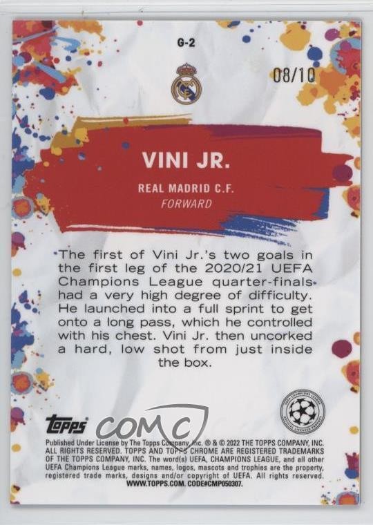 2021-22 Topps Chrome UCL Golazo Red Refractor 8/10 Vinicius Junior Vini Jr 0y42 view 2