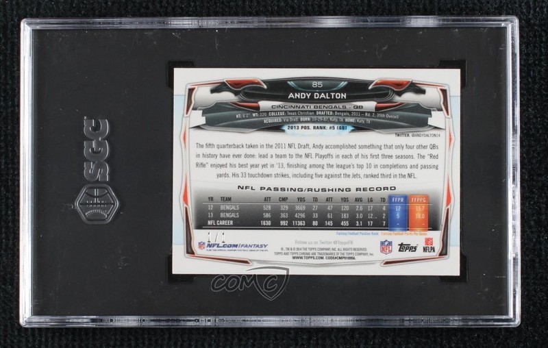 2014 Topps Chrome Mini Superfractor 1/1 Andy Dalton #85 SGC 9.5 Mint+ 5l2 view 2