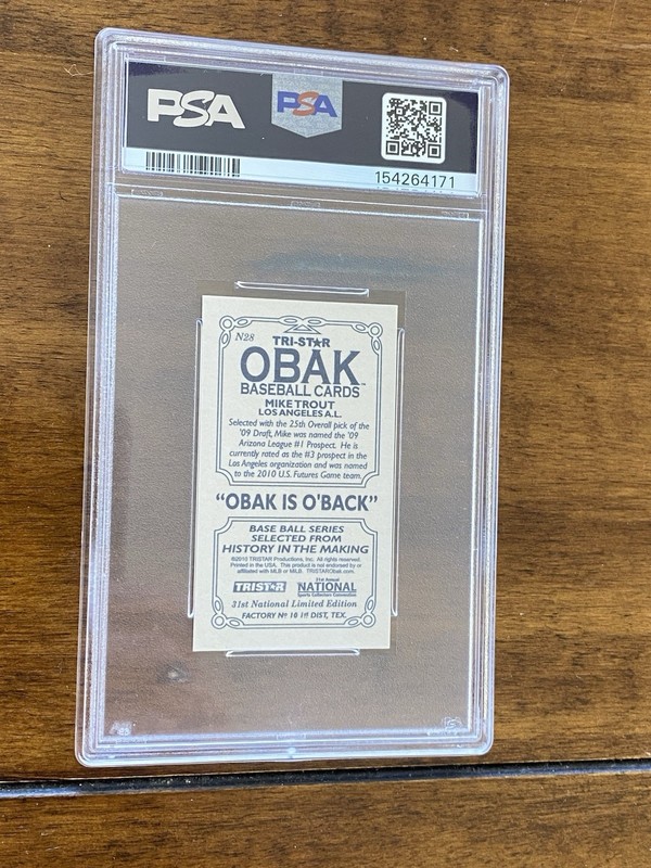 2010 TRISTAR Obak Mini Mike Trout #N28 RC PSA 10 view 2