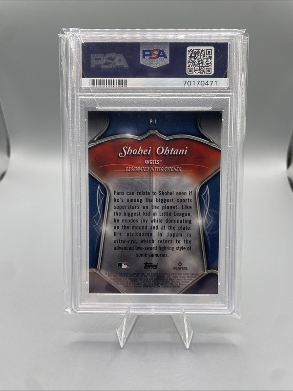 2022 Topps Chrome Shohei Ohtani #P1 Pinstriped Club Plaques PSA 10 view 2