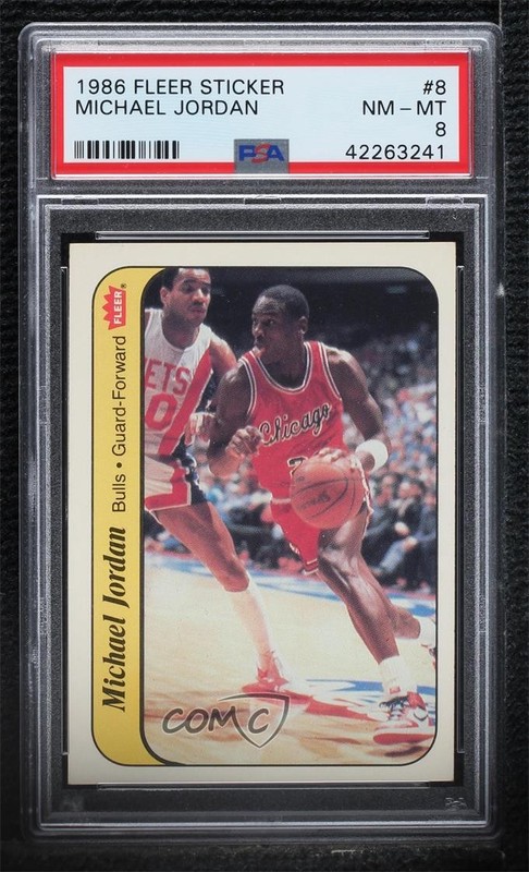1986-87 Fleer Stickers Michael Jordan #8 PSA 8 Rookie RC HOF