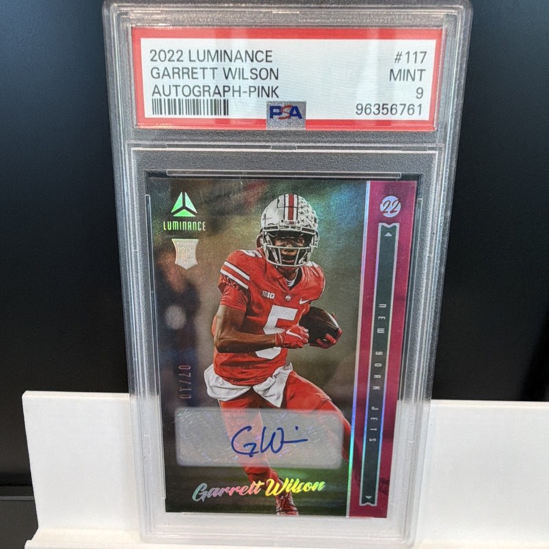 Panini 2022 Luminance Garrett Wilson Rookie Auto Pink #117 PSA 9 /10 Jets