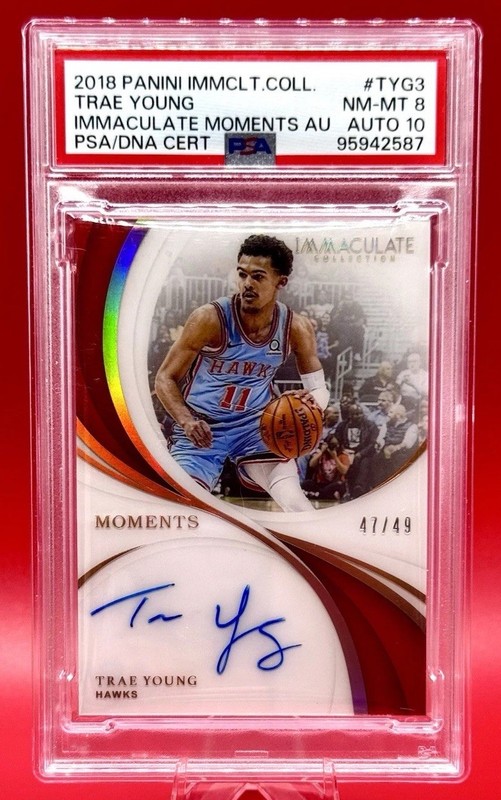 2018 Panini Immaculate Collection Trae Young Auto /49 #TYG3 SSP PSA 8