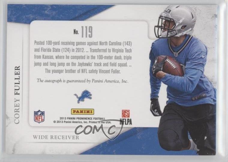 2013 Prominence Rookie Embroidered Rated Signatures Corey Fuller Patch Auto 0i5 view 2