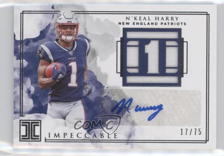 2019 Panini Impeccable Rookie Numbers 17/75 N'Keal Harry #RN19 Patch Auto c8n view 1