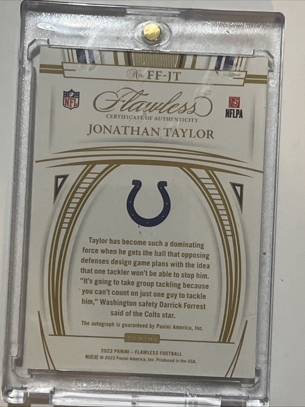 2022 Panini Flawless JONATHAN TAYLOR Flawless Flyers Auto 1/10 view 2