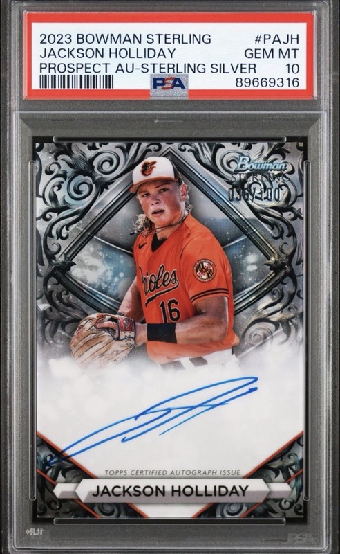 2023 Bowman Sterling Jackson Holliday Sterling Silver /100 PSA 10