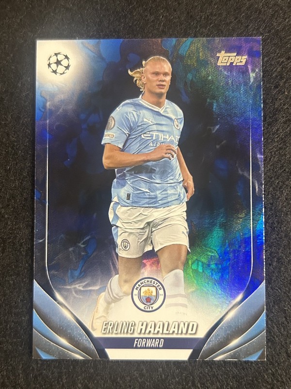 Erling Haaland 2024 Topps UEFA Club Competitions Blue Inferno /125 Man City SP