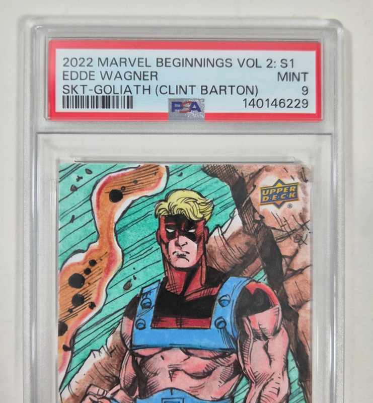 2022 Marvel Beginnings 1/1 First Draft Sketch Card PSA 9 Edde Wagner Auto view 2
