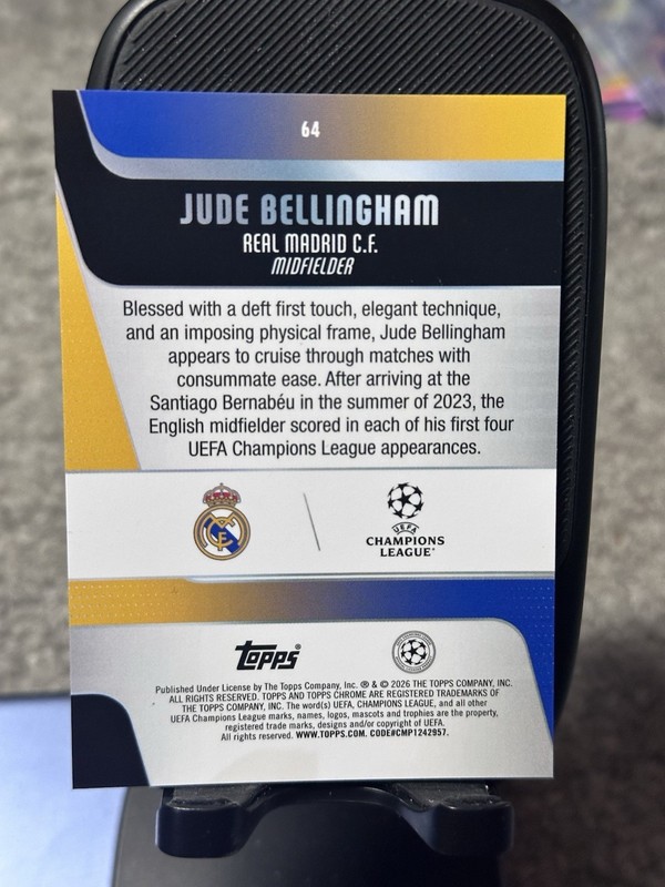 2025-26 Topps Chrome UCC Jude Bellingham Blue X-Fractor /150 #64 Real Madrid view 2