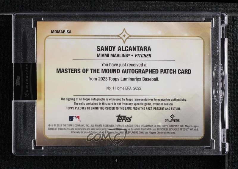 2023 Topps Luminaries Masters of the Mound 13/15 Sandy Alcantara Patch Auto v9t view 2