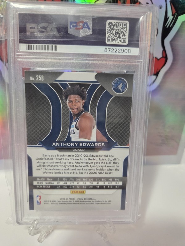 2020-21 Panini Prizm - Anthony Edwards #258 (RC) PSA 9 view 2