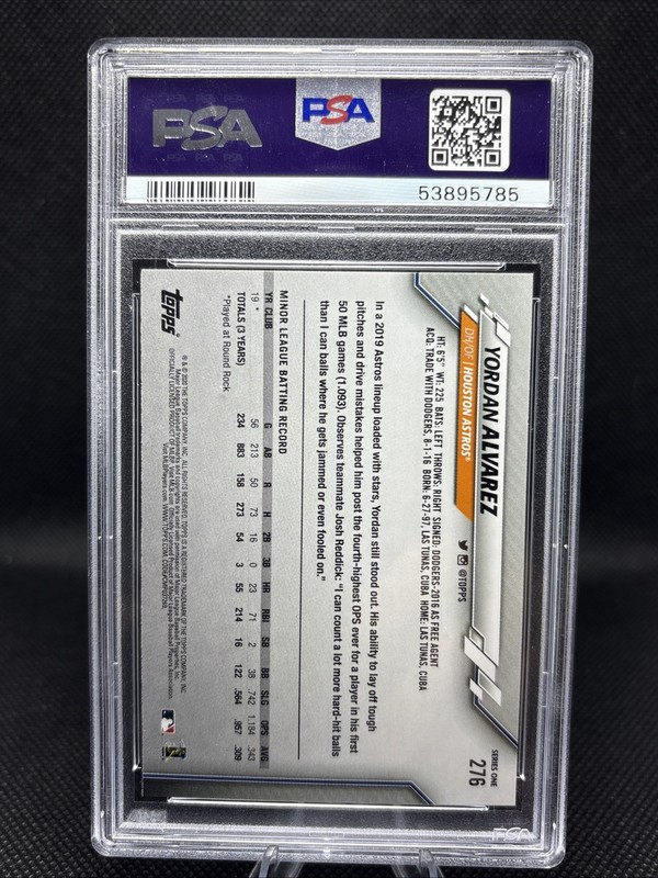 2020 Topps Yordan Alvarez Rookie Card RC PSA 10 GEM MINT view 2