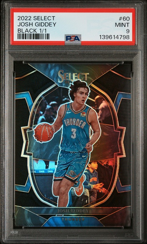 2022 Panini Select Josh Giddey Black Prizm 1/1 Concourse #60 PSA 9 OKC Thunder