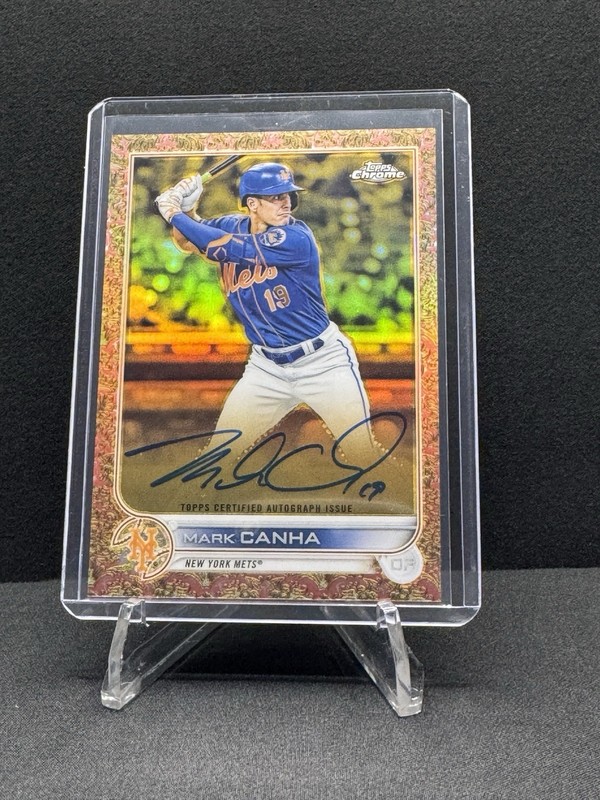MARK CANHA 2022 Topps Chrome Gilded Rose Gold Etch Auto /25 Mets