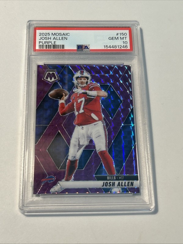 2025 Panini Mosaic - Josh Allen #150 Purple Prizm /49 GEM MINT PSA 10 *Pop 1* view 2