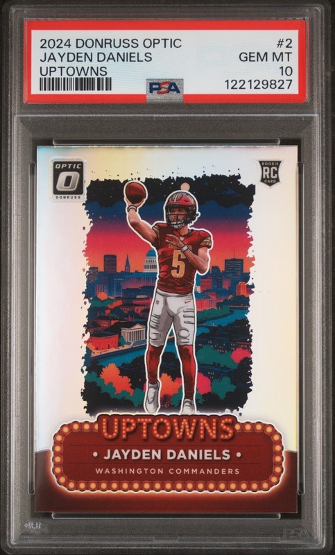 2024 PANINI DONRUSS OPTIC UPTOWNS JAYDEN DANIELS ROOKIE RC COMMANDERS PSA 10 🔥