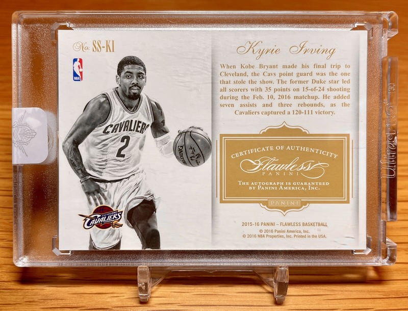 2015-16 Panini Flawless Super Signatures Gold Foil Kyrie Irving On Card Auto /25 view 2