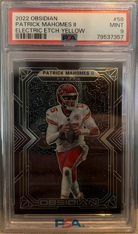 2022 Panini Obsidian Patrick Mahomes II #58 Electric Etch Yellow /25 PSA 9