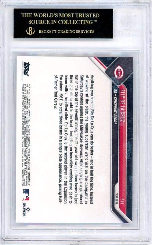 2023 Topps Now Elly De La Cruz #541 /30759 BGS 10 Black Label Rookie Call Up view 2