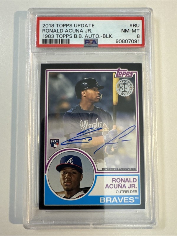 2018 Topps Update Ronald Acuna Jr. 1983 Rookie Auto Autograph Black #/99 PSA 8
