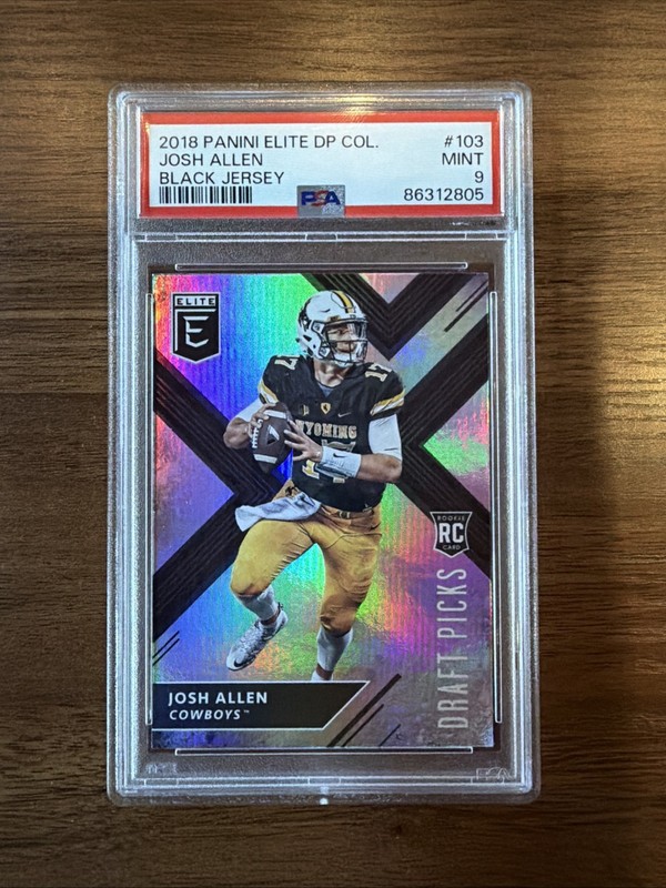 2018 Panini Elite Draft Picks Josh Allen Black Jersey Wyoming #103 PSA 9
