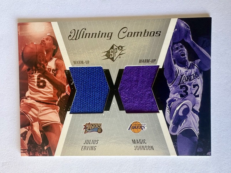 2003-04 Upper Deck SPx Magic Johnson & Julius Erving Game-Used Jersey Card #WC15