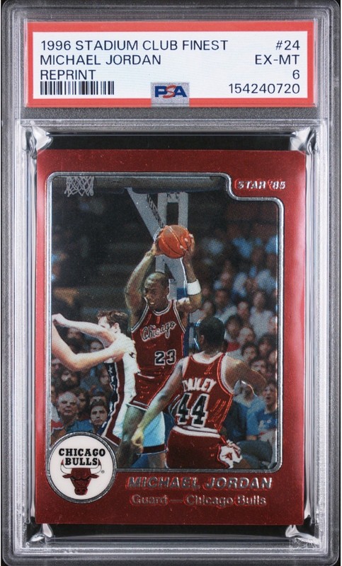1996 STADIUM CLUB FINEST REPRINT MICHAEL JORDAN 24 PSA 6 EX-MT CHICAGO BULLS