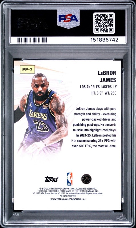 2025-26 Topps - Power Players LeBron James #PP-7 PSA 10 view 2