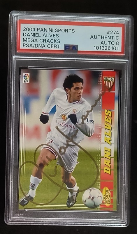 2004 Panini Sports Mega Cracks Dani Alves Rookie On Card Auto PSA Auth/8