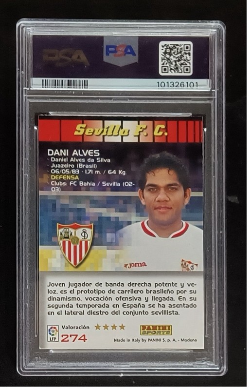 2004 Panini Sports Mega Cracks Dani Alves Rookie On Card Auto PSA Auth/8 view 2