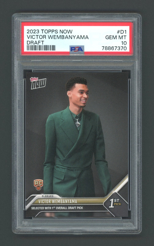 2023 Topps Now VICTOR WEMBANYAMA #D1 (1st Pick) Draft ROOKIE CARD PSA 10