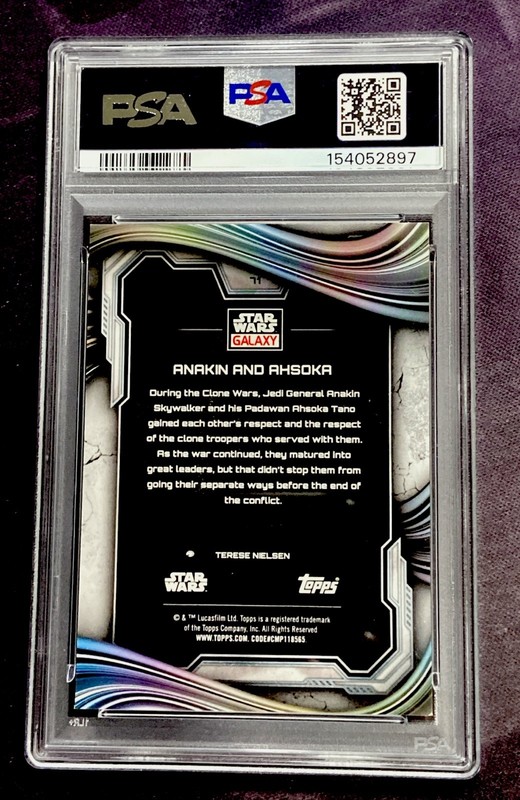 2025 Topps Star Wars Galaxy #71 ANAKIN AND AHSOKA MINI DIAMOND REFRACTOR PSA 10 view 2
