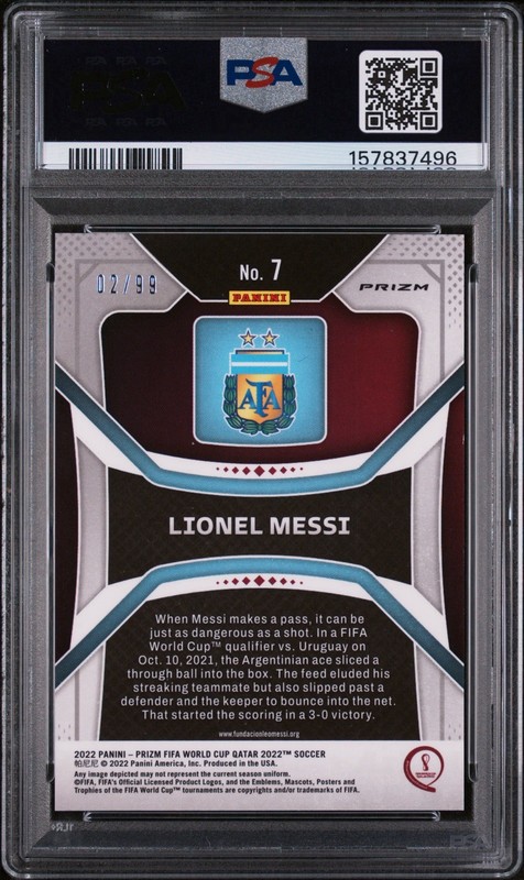 2022 Panini Prizm World Cup Qatar - Lionel Messi #7 Red Mojo Prizm /99 view 2