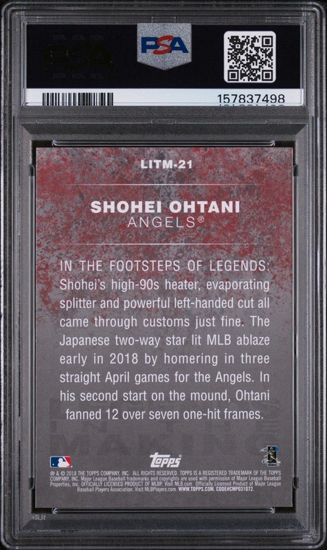 2018 Topps Update Series - Legends in the Making Shohei Ohtani #LITM-21 (RC) view 2
