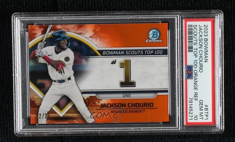 2023 Bowman Scouts Top 100 Orange Refractor 2/25 Jackson Chourio PSA 10 GEM MT