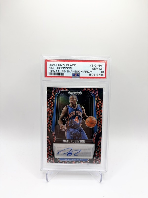 2024-25 Prizm Black NATE ROBINSON Snakeskin Auto /15 PSA 10 POP 1 Knicks 