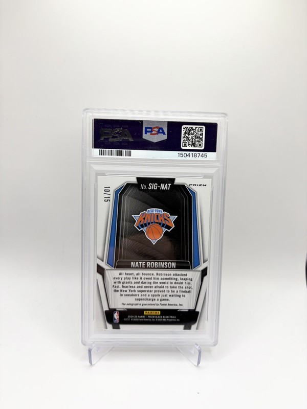 2024-25 Prizm Black NATE ROBINSON Snakeskin Auto /15 PSA 10 POP 1 Knicks  view 2