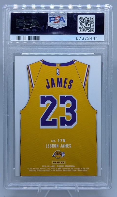 2018-19 Panini Threads - Icon Jersey SP LeBron James Dazzle #175 PSA 10 view 2