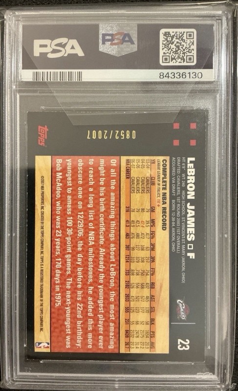 2007 Topps #23 Lebron James GOLD #0852/2007 PSA 7.5 NM+ Pop☝️ view 2