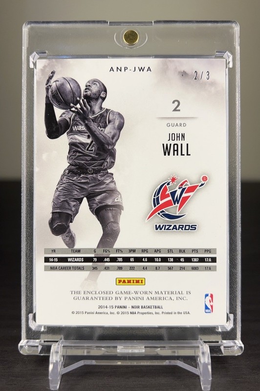 2014-15 Panini Noir John Wall Logoman Tag Patch Jersey #2/3 view 2