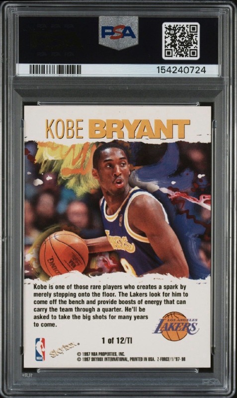1997 SKYBOX Z-FORCE TOTAL IMPACT KOBE BRYANT 1  PSA 8 view 2