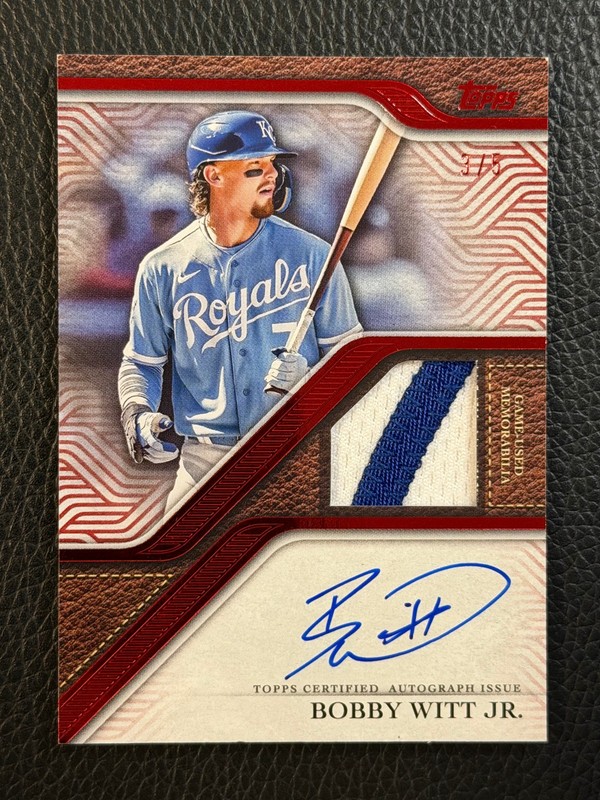 2024 Topps Reverence Red Bobby Witt Jr 3/5 Auto Autograph Game Used Patch