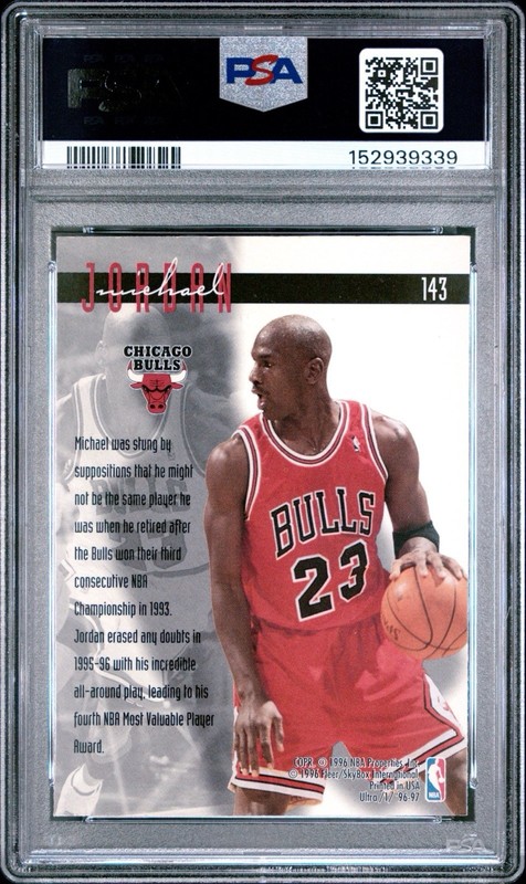 1996 Ultra Effort Michael Jordan #143 PSA 5 MINT BULLS GOAT view 2