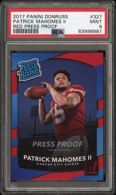 2017 Panini Donruss Patrick Mahomes Red Press Proof PSA 9